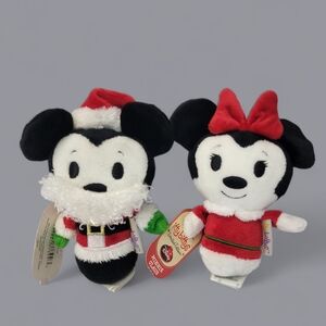 Hallmark Disney Itty Bittys Santa Mickey Minnie Claus Holiday Plush Set Limited